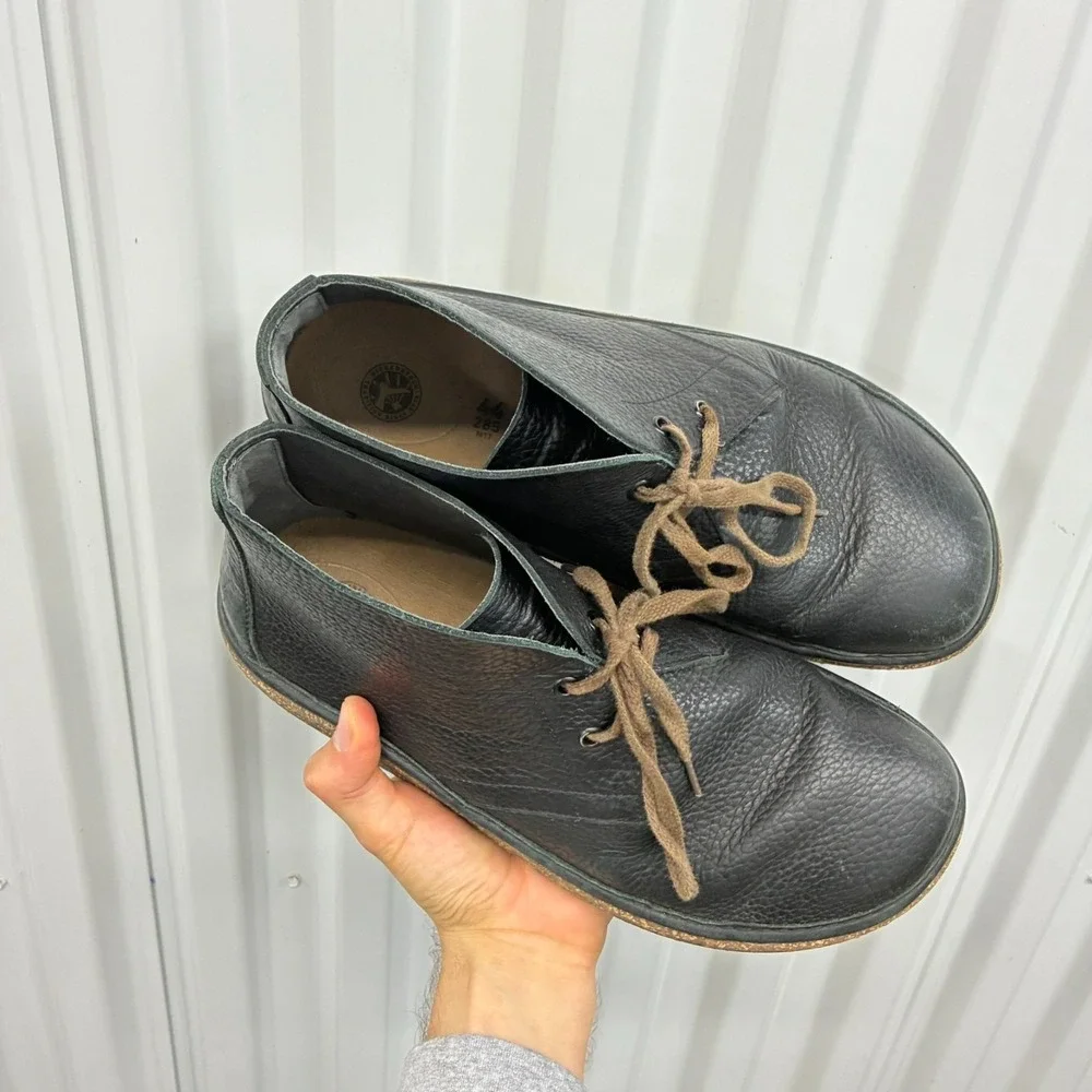 Birkenstock Dundee Men's Chukka Boots Black Pebbled Leather Size 11 EU - READ